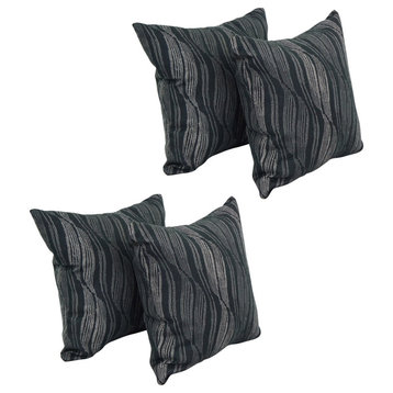17" Jacquard Throw Pillows With Inserts, Set of 4, Clove Onyx