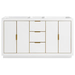 Avanity - Avanity Austen 60 in. Vanity Only in White with Gold Trim - The Austen 60 in. vanity is simple yet stunning. The Austen Collection features a minimalist design that pops with color thanks to the refined White finish with matte gold trim and hardware. The cabinet features a solid wood birch frame, plywood drawer boxes, dovetail joints, a toe kick for convenience, and soft-close glides and hinges. Complete the look with matching mirror, mirror cabinet, and linen tower. A perfect choice for the modern bathroom, Austen feels at home in multiple design settings.