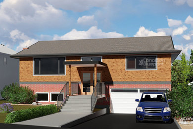 Inspiration for a mid-sized craftsman brown two-story wood exterior home remodel in Vancouver with a shingle roof