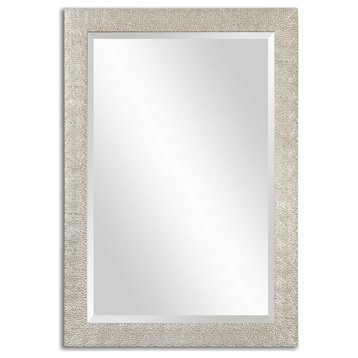 Uttermost Porcius Antiqued Silver Mirror | Pebbled Textured Silver Wall Mirror