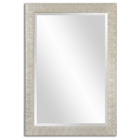 Uttermost Porcius Antiqued Silver Mirror | Pebbled Textured Silver Wall Mirror