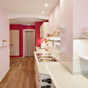 Cocina en color rosa