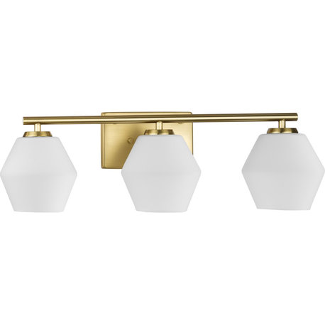 Copeland Collection Three-Light Brushed Gold Mid-Century Modern Vanity Light