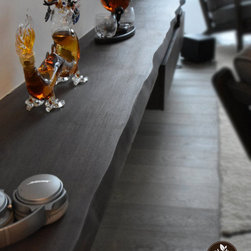 Live Edge Floating Shelf with custom Walnut Entertainment Box - Console Tables