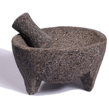 Ancient Cookware, Authentic Mexican Lava Stone Molcajete, 8 Inches