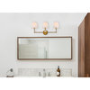 Bethany 3 Lights Bath Sconce In Brass With White Fabric Shade