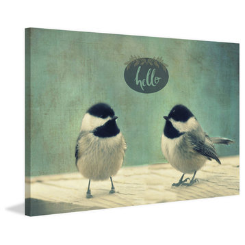 "Hello Birds 2" Painting Print on Wrapped Canvas