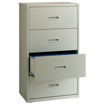 Pemberly Row 4-Drawer Modern Metal Lateral File Cabinet in Light Gray