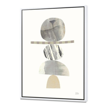 Designart Geometric Balance Neutral I Shabby Chic Painting Print, White, 30x40