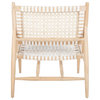 Soleil Leather Woven Accent Chair, White/Natural