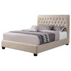 Coaster Chloe Upholstered Tufted Fabric Queen Panel Bed in Ivory