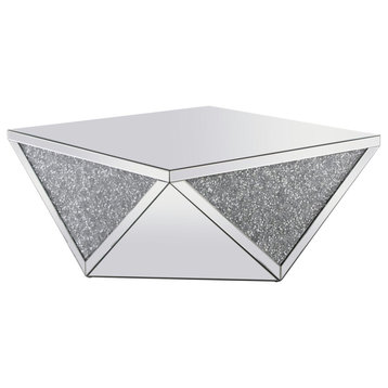 Elegant MF92005 38"Square Crystal Coffee Table Silver Royal Cut Crystal