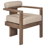 Armen Living - Relic Outdoor Patio Dining Chair, Eucalyptus Wood With Taupe Olefin Cushions - Introducing the Relic Outdoor Dining Chair  a testament to the beauty of weathered Eucalyptus wood, skillfully crafted to enhance your outdoor living space with a touch of rustic charm. This outdoor Dining chair seamlessly combines the aged allure of weathered Eucalyptus wood with the practicality of water-resistant and UV-resistant features, creating a distinctive piece of outdoor furniture that exudes character and durability. The weathered Eucalyptus wood frame of the Relic Outdoor Patio Dining chair adds a unique and inviting aesthetic to your patio, offering a timeless appeal that only improves with time. Each knot and grain tells a story, creating an ambiance of rustic elegance that complements various outdoor settings. Designed to withstand the elements, this dining chair boasts water-resistant eucalyptus and UV-resistant frame and fabric, ensuring that it remains resilient and stylish in the face of changing weather conditions. Whether under the sun's warm embrace or during an unexpected drizzle, the Relic Dining Chair stands as a steadfast focal point for your outdoor gatherings. Immerse yourself in comfort with the plush Olefin cushions that adorn the chair. The neutral tone of the cushions complements the weathered wood, creating a harmonious balance between rugged charm and refined comfort. The water-resistance and easily removable, zippered covers make maintenance a breeze, allowing you to enjoy the Relic Outdoor Patio Dining chair without compromise. Elevate your outdoor aesthetic with the Relic Outdoor Patio Dining Chair in Weathered Eucalyptus Wood and Taupe Olefin Upholstery.