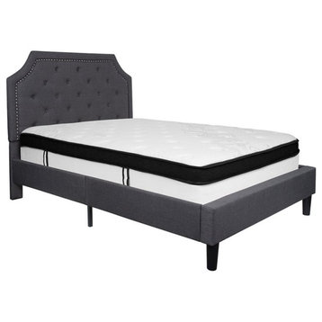 Flash Furniture Brighton Tufted Full Platform Bed in Dark Gray