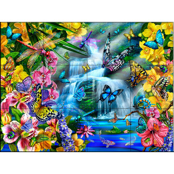 Tile Mural, Butterfly Waterfall by Lori Schory