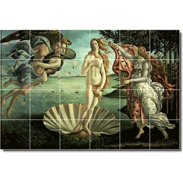 Sandro Botticelli Mythology Painting Ceramic Tile Mural #170, 36"x24"