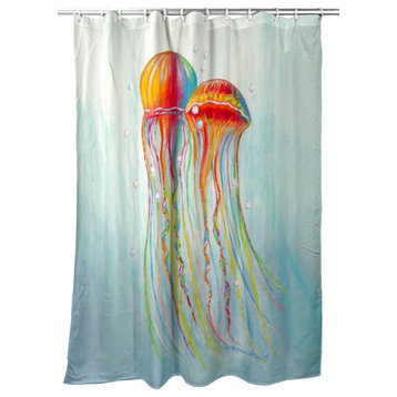Betsy Drake Colorful Jellyfish Shower Curtain