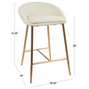 LumiSource Matisse 26" Counter Stool With Gold Frame and Cream, Set of 2, Gold