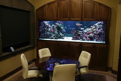 Inspiration for a contemporary home theater remodel in Austin