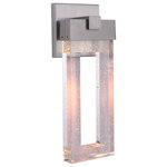 Craftmade Lighting - Craftmade Lighting Cantrell - 17.63" 12W 1 LED Outdoor Medium Wall Lantern - Stunning and modern, the warm LED light reflectingCantrell 17.63" 12W  Satin Aluminum Clear *UL: Suitable for wet locations Energy Star Qualified: n/a ADA Certified: n/a  *Number of Lights: Lamp: 1-*Wattage:12w LED Disk bulb(s) *Bulb Included:Yes *Bulb Type:LED Disk *Finish Type:Satin Aluminum
