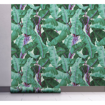 GW2101 Painted Banana Leaves Peel and Stick Wallpaper