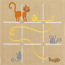 Tic Tac Toe Cat Glow in the Dark Kids Rug - Kids Rugs