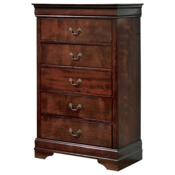 Bowery Hill Transitional 5-Drawer Wood Chest in Warm Dark Brown
