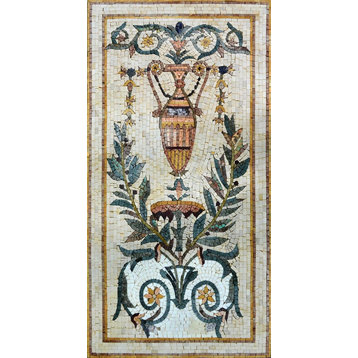 Roman Mosaic Tile Floral Vase, Estee, 24"x47"