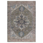 Jaipur Living - Vibe by Jaipur Living Chaplin Medallion Green/ Blue Area Rug 5'3"X8' - The Vindage collection melds vintage inspiration with on-trend colorways and durability for lived-in spaces. This digitally printed assortment features deep, rich tones and stunning abrashed designs that lend heirloom style to any home. The Chaplin area rug depicts a distressed medallion pattern with floral detailing in rich tones of green, Blue, dark brown, pink, cream, and navy. The easy-care design withstands pets, children, and high traffic areas of the home such as living rooms, dining areas, kitchens, and bathrooms.