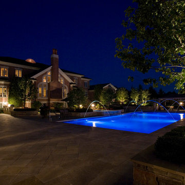 Lake Forest, IL Swimming Pool and Raised Hot Tub with Laminar Fountains