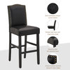 45" Black Leatherette Barchair With Studded Decoration Back, Set of 2