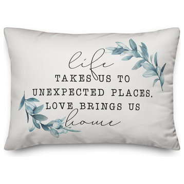 Life takes us places love brings us home 14x20 Throw Pillow