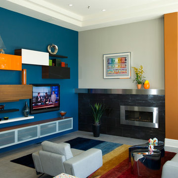 "Contemporary Color" Kitchen & Family Room