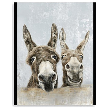 Cute Donkeys Canvas Unframed Print Wall Art