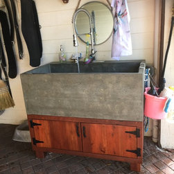 Custom Concrete Sinks and Wood Vanity - Outdoor Products