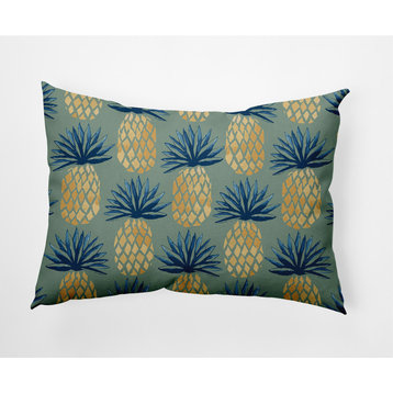 14x20" Pineapple Stripes Nautical Decorative Indoor Pillow, Sage