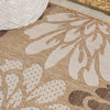Zinnia Modern Floral Textured Weave Indoor/Outdoor, Brown/Cream, 5' Square