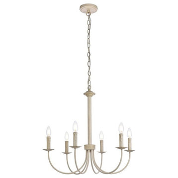 Living District Brielle 6-Light Mid-Century Metal Pendant in Weathered Dove