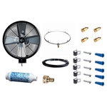 Advanced Systems - 24" Wall/Ceiling Mounted, Oscillating Misting Fan KIT, Black - 68026-Ring Durable epoxy corrosion black finish Industrial grade aluminum blades Completely sealed, outdoor rated Includes mounting bracket Stainless steel hardware/all metal construction Stainless steel mist ring (4) .012 Misting nozzles Pre-wired with a 12 FT 15 volt heavy duty cord and In-line filter. 24” misting fan is totally enclosed, maintenance free, high efficiency motor has com- pletely sealed bearings. UL and CUL certification (File# E144918) One Year Warranty.