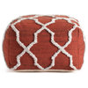 Crimson Dreams 22" x 22" x 16" Red and Ivory Pouf