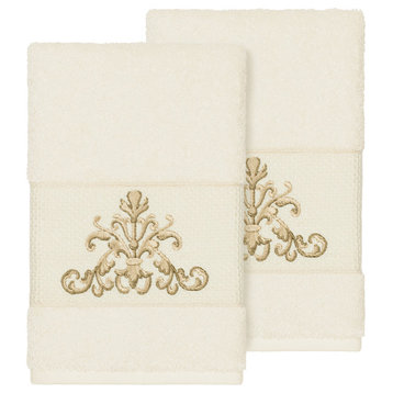 Scarlet 2-Piece Embellished Hand Towel Set, Cream