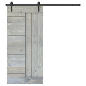 Solid Wood Barn Door, Made in USA, Hardware Kit, DIY, Gray, 38x84"
