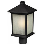 Z-Lite - Black Holbrook 1 Light Outdoor Post Light With White Seedy Shade - The solid timeless styling of this large outdoor post-head makes this a versatile fixture suiting both traditional and modern styles.  Clean white seedy glass panels are paired with a finish of black to create a very inviting look. Made of cast aluminum this fixture is made to endure nature regardless of the season.