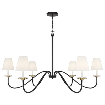 Savoy House Meridian 6-Light Chandelier M100106BNB, Black With Natural Brass