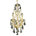 Elegant Lighting - Maria Theresa 4-Light Chandelier, Gold With Clear Royal Cut Crystal - A heavenly high point to your home Maria Theresa collection pendant lamps are ablaze with hundreds of resplendent crystals. Copious strands of sparkling clear or Golden-teak crystals dangle from elaborate tiers of glass-coated steel arms in your choice of a wide selection of finish colors. An imperial favorite for the stairwell dining room or living room.&nbsp