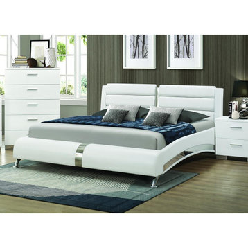 Coaster Felicity Contemporary White Upholstered California Bed  102.5x76...