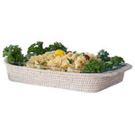 Artifacts Trading Company - Artifacts Rattan™ Rectangular Baker Basket with Pyrex, White Wash, 13"x9" - Our Rectangular Baker Basket with Pyrex will fast become a staple in your kitchen!