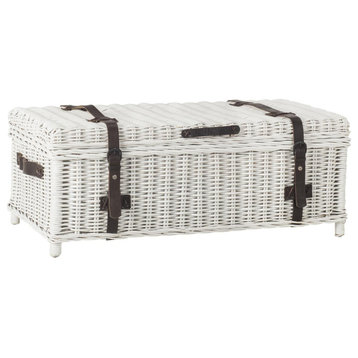Beverly Rattan Coffee Table Trunk White