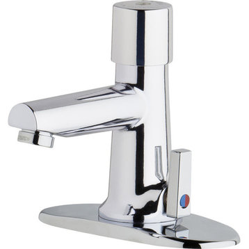 Chicago Faucets 3502-4E2805ABCP Hot and Cold Water Metering Mixing Sink Faucet