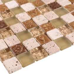 Glossy and Matte Honey Square Stones Porcelain Mosaic Tiles - Home Accessories & Decor